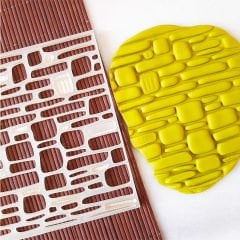 Taş Duvar Şablon - 1 Kabartma Doku Baskı