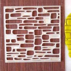 Taş Duvar Şablon - 1 Kabartma Doku Baskı