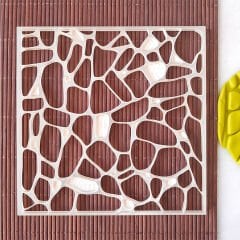 Taş Duvar Şablon - 2 Kabartma Doku Baskı