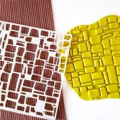 Taş Duvar Şablon - 3 Kabartma Doku Baskı