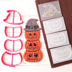 Puzzle Cadı Balkabağı Kurabiye Kabartma Baskı Kalıbı Set
