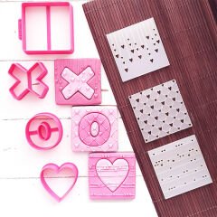 X-O-Kalp Mini Set Sevgililer Günü Kabartma Baskı