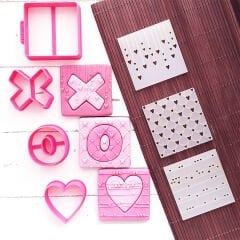 X-O-Kalp Mini Set Sevgililer Günü Kabartma Baskı