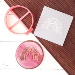 Mini Floral Gökkuşağı Kurabiye Kabartma Baskı Kalıbı