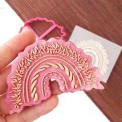 Floral Gökkuşağı Kurabiye Kabartma Baskı Kalıbı Set