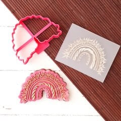 Floral Gökkuşağı Kurabiye Kabartma Baskı Kalıbı Set