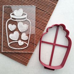 Kalp Kavanozu Set Sevgililer Günü Kabartma Baskı