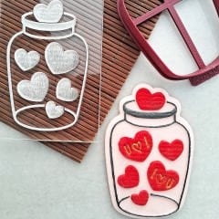 Kalp Kavanozu Set Sevgililer Günü Kabartma Baskı