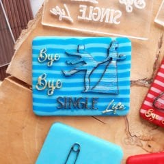3 Boyutlu ''Bye Bye Single Life'' Şeker Hamuru Kabartma Baskı Seti - Bekarlığa Veda, Kına ve Gelin Hamamı Kurabiyeleri İçin