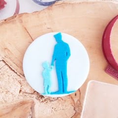 3 Boyutlu Baba ve Oğul Silüeti Şeker Hamuru Kabartma Baskı Kalıbı - Babalar Günü ve Özel Kutlama Kurabiyeleri İçin