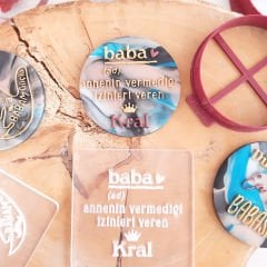 3 Boyutlu Şık ''Baba'' Yazısı Şeker Hamuru Kabartma Baskı Kalıbı - Babalar Günü ve Özel Kutlama Kurabiyeleri İçin