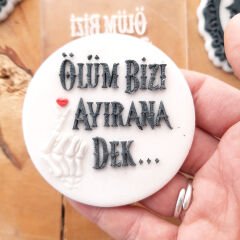 3 Boyutlu ''Ölüm Bizi Ayırana Dek'' Şeker Hamuru Kabartma Baskı Kalıbı - Romantik Düğün, Nişan ve Yıl Dönümü Kurabiyeleri İçin