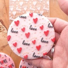 3 Boyutlu Kalp ve ''Love'' 2 Doku Şeker Hamuru Kabartma Baskı Kalıbı - Sevgililer Günü, Nişan ve Romantik Kurabiyeler İçin