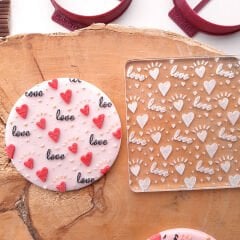 3 Boyutlu Kalp ve ''Love'' 2 Doku Şeker Hamuru Kabartma Baskı Kalıbı - Sevgililer Günü, Nişan ve Romantik Kurabiyeler İçin