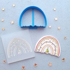 Yeni Yıl Işıkları Gökkuşağı Kalıplı Yılbaşı Kabartma Baskı