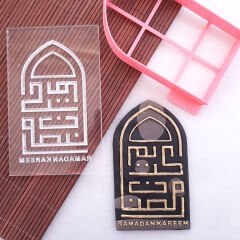 3 Boyutlu Kufi ''Ramadan Kareem'' Seti Şeker Hamuru Kabartma Baskı Kalıbı - Şık ve Geleneksel İftar Kurabiyeleri İçin
