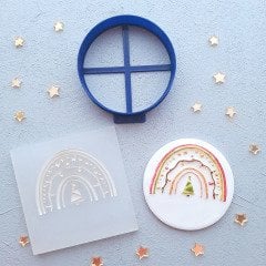 Yeni Yıl Işıkları Gökkuşağı Yılbaşı Kabartma Baskı