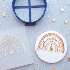 Yeni Yıl Işıkları Gökkuşağı Yılbaşı Kabartma Baskı