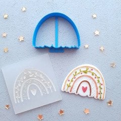 Ökse Otu Gökkuşağı Kalıplı Yılbaşı Kabartma Baskı