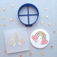 Eldivenli Gökkuşağı Yılbaşı Kabartma Baskı