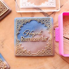3 Boyutlu ''Hayırlı Ramazanlar'' (Çerçeveli Tasarım) Şeker Hamuru Kabartma Baskı Kalıbı - Ramazan ve İftar Kurabiyeleri İçin