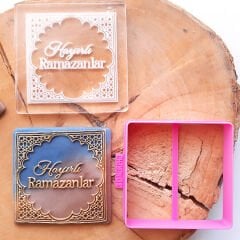 3 Boyutlu ''Hayırlı Ramazanlar'' (Çerçeveli Tasarım) Şeker Hamuru Kabartma Baskı Kalıbı - Ramazan ve İftar Kurabiyeleri İçin