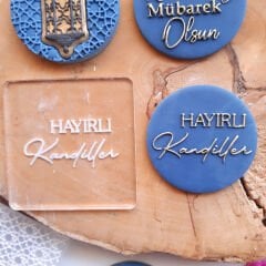 3 Boyutlu ''Hayırlı Kandiller'' Şeker Hamuru Kabartma Baskı Kalıbı - Geleneksel Kandil İkramlıkları ve Kurabiyeler İçin