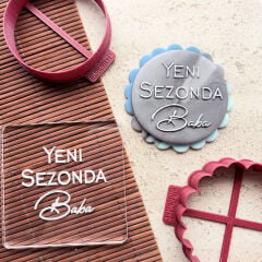 3 Boyutlu Şık ''Yeni Sezonda Baba'' Yazısı Şeker Hamuru Kabartma Baskı Kalıbı - Babalar Günü, Doğum Günü ve Özel Kutlama Kurabiyeleri İçin