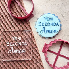 3 Boyutlu Şık ''Yeni Sezonda Amca'' Yazısı Şeker Hamuru Kabartma Baskı Kalıbı - Doğum Günü, Özel Günler ve Kutlama Kurabiyeleri İçin