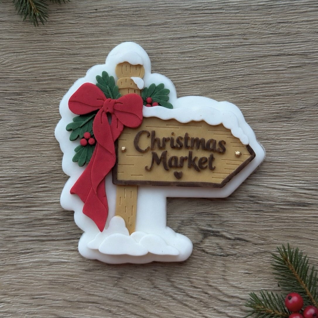 Christmas Market Yazılı Tabela Şeker Hamuru Kalıbı #3293
