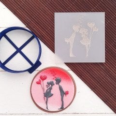 Sevimli Sevgililer Kabartma Baskı