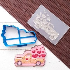 Kalp Yüklü Kamyonet Set Kabartma Baskı