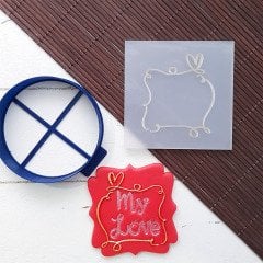 Kalp Line Art Çerçeve Kabartma Baskı