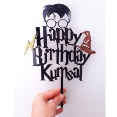 Harry Potter Happy Birthday Cake Topper Pasta Süsü pleksi