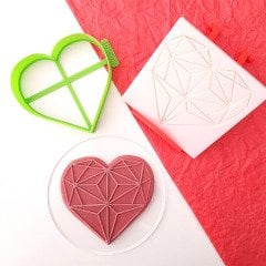 Geometrik Kalp Set Kabartma Baskı