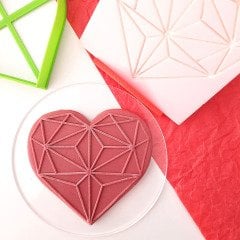 Geometrik Kalp Set Kabartma Baskı