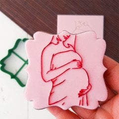 3 Boyutlu Şık Hamile Kadın Figürü Şeker Hamuru Kabartma Baskı Kalıbı - Baby Shower, Cinsiyet Partisi ve Hamilelik Kutlamaları İçin