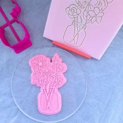 Vazoda Çiçek-1 Set Kabartma Baskı